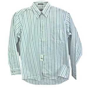 Gant Mens Sz16 White W/Blue & Yellow Stripes Button  Down Dress Shirt(J8) NWT's